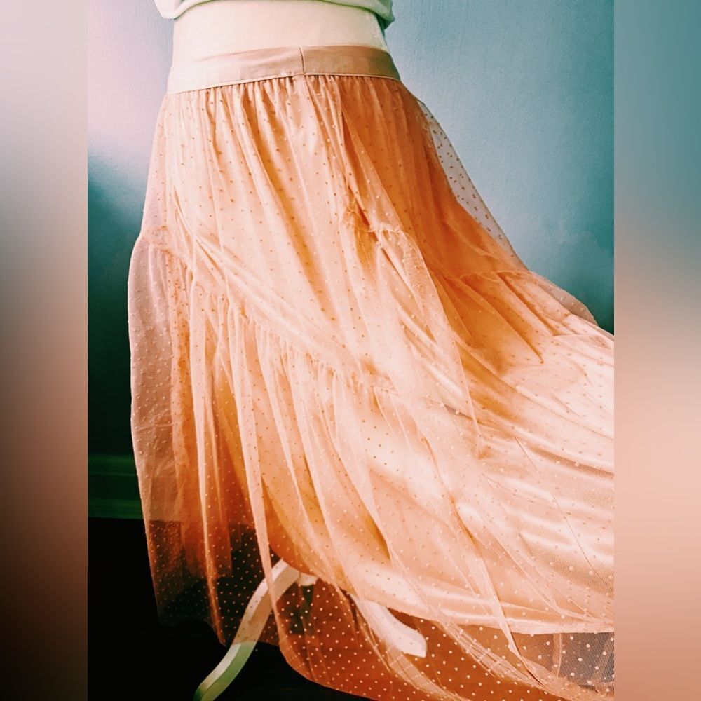 A-Line Pink Layered Skirt - Picture 2 of 6